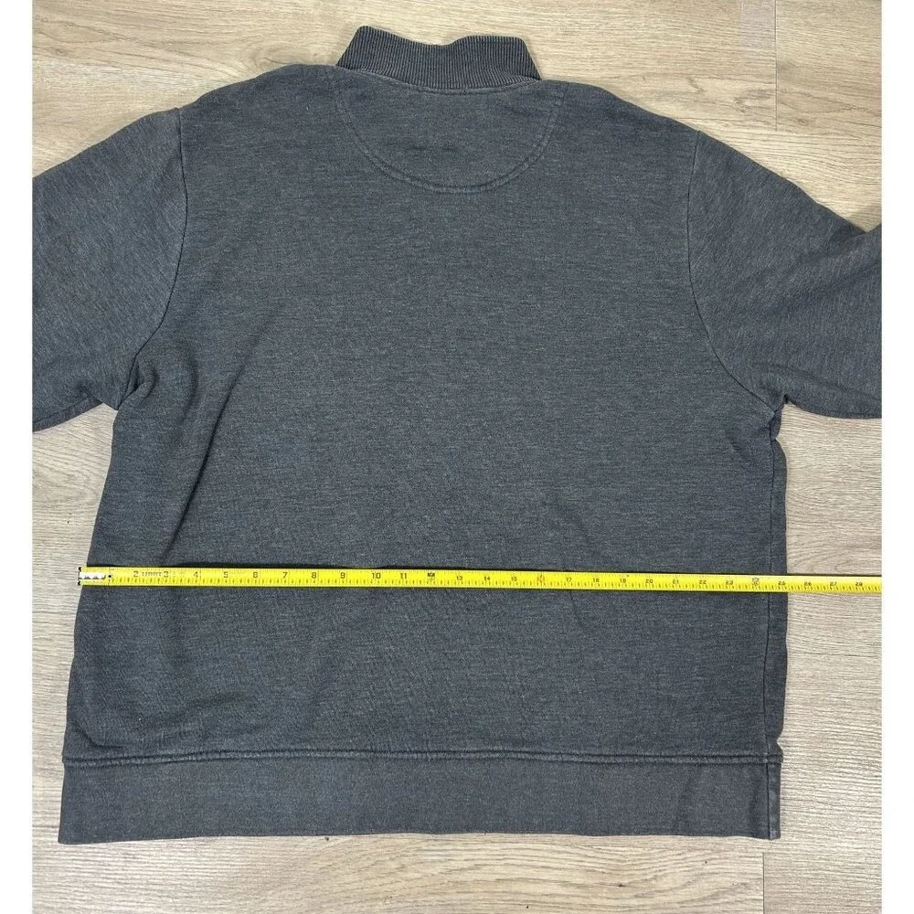 Orvis Quarter Zip Charcoal Gray Maroon Pullover Sweater Size XXL